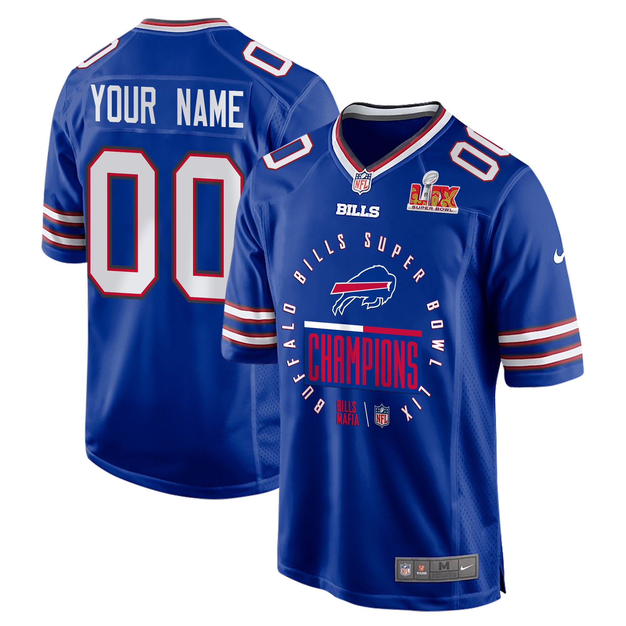 Buffalo Bills Super Bowl LIX Champions Game Men Custom Jersey - Royal - JS132