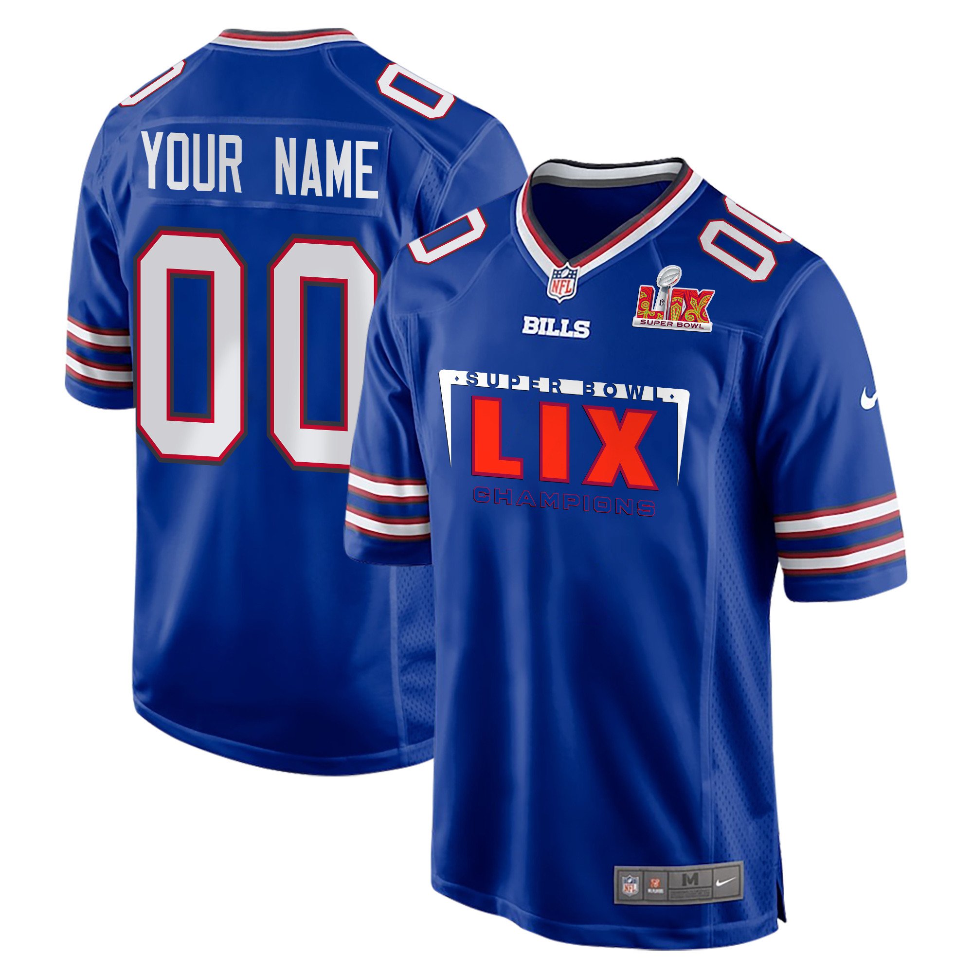 Buffalo Bills Super Bowl LIX Champions Simple Style Game Men Custom Jersey - Royal - JS819
