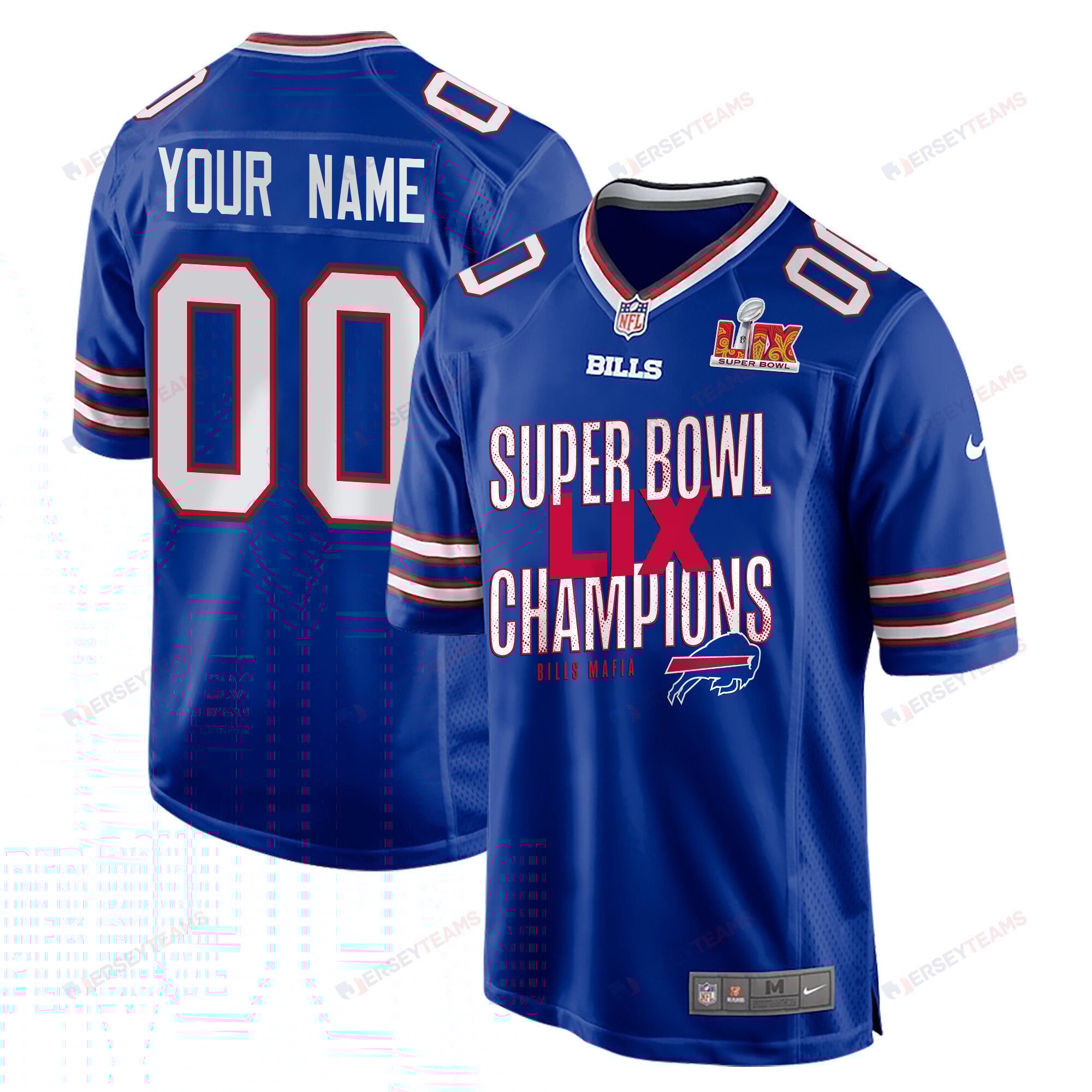 Buffalo Bills Super Bowl LIX Champions V5 Game Men Custom Jersey - Royal - JS336