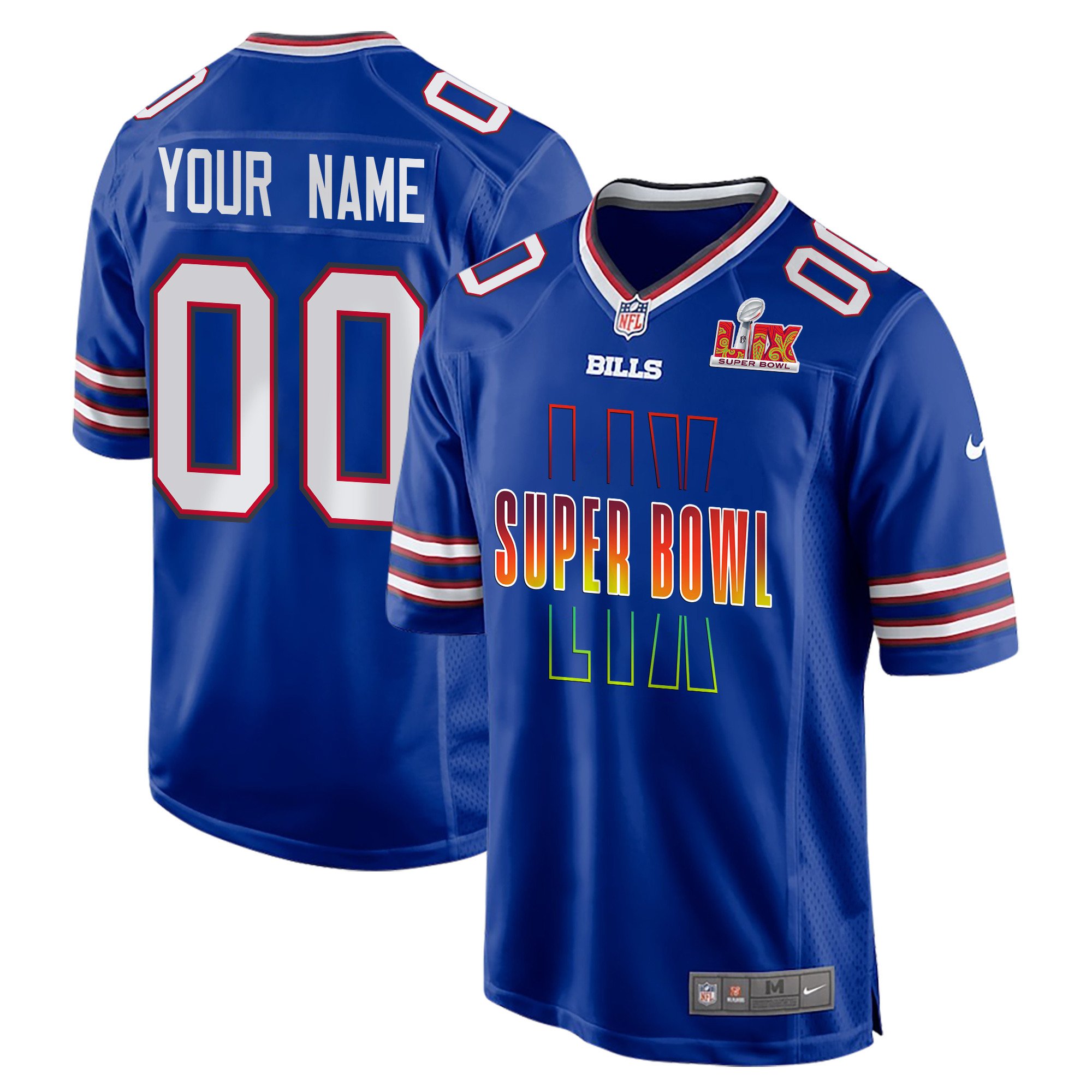 Buffalo Bills Super Bowl LIX Game Men Custom Jersey - Royal - JS984