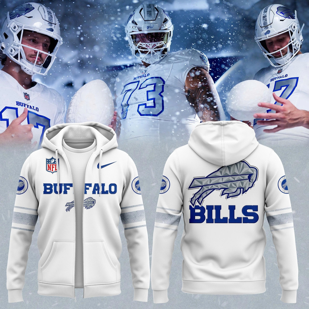 Buffalo Bills White Nfl Rivalries Uniforms Zip Hoodie 2025 Best Fan Merch Gift For Sport Enthusiasts