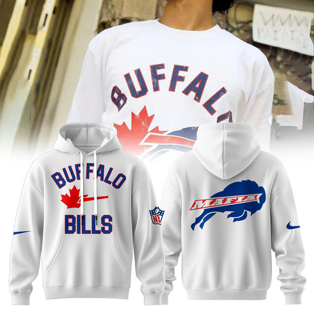 Buffalo Bills X Toronto Maple Leafs Peace White Hoodie Buffalo Bills Merch Best Football Gifts