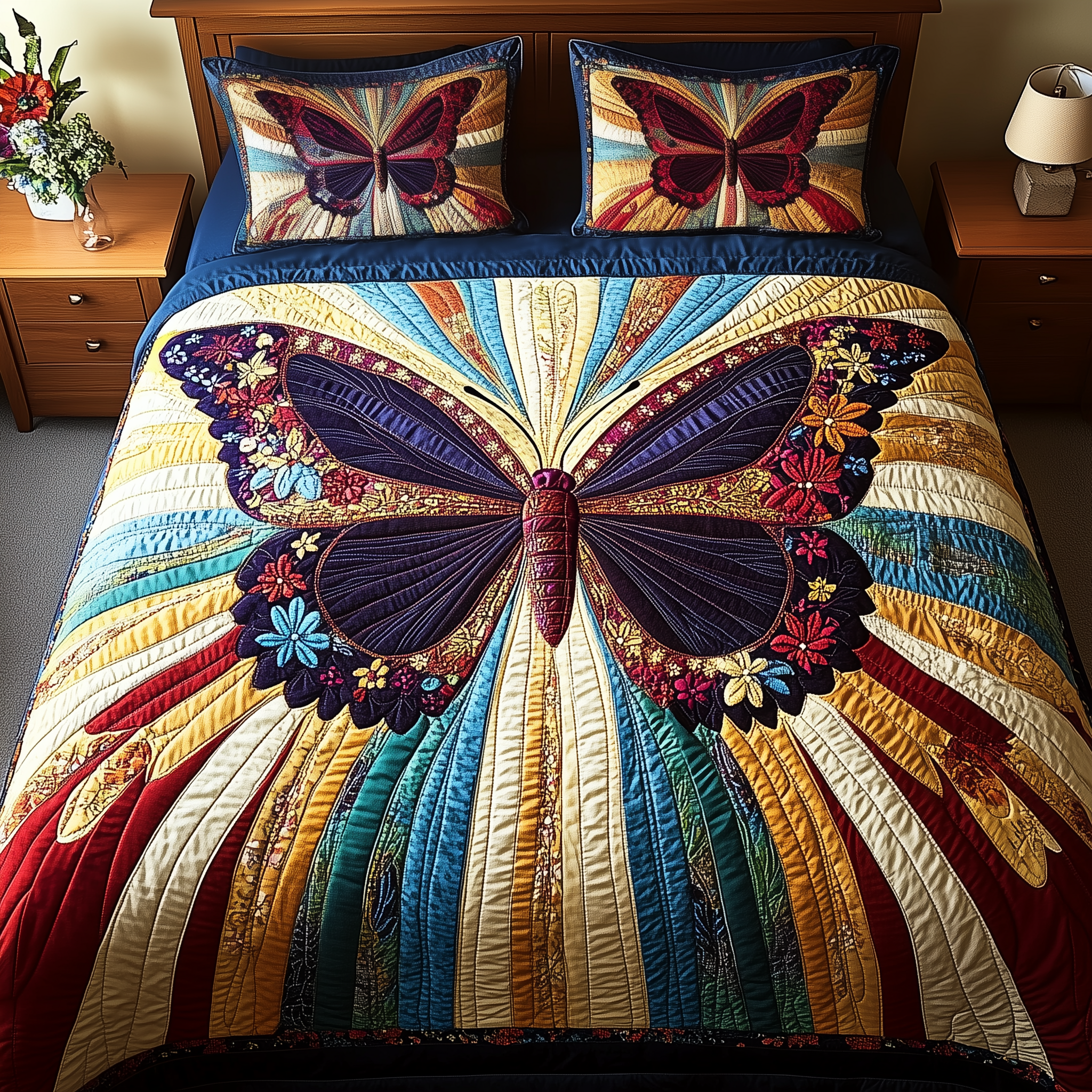 Butterfly Charm Quilted Bedding Set Duvet Cover Bedspread Set Item Best Butterfly Gifts