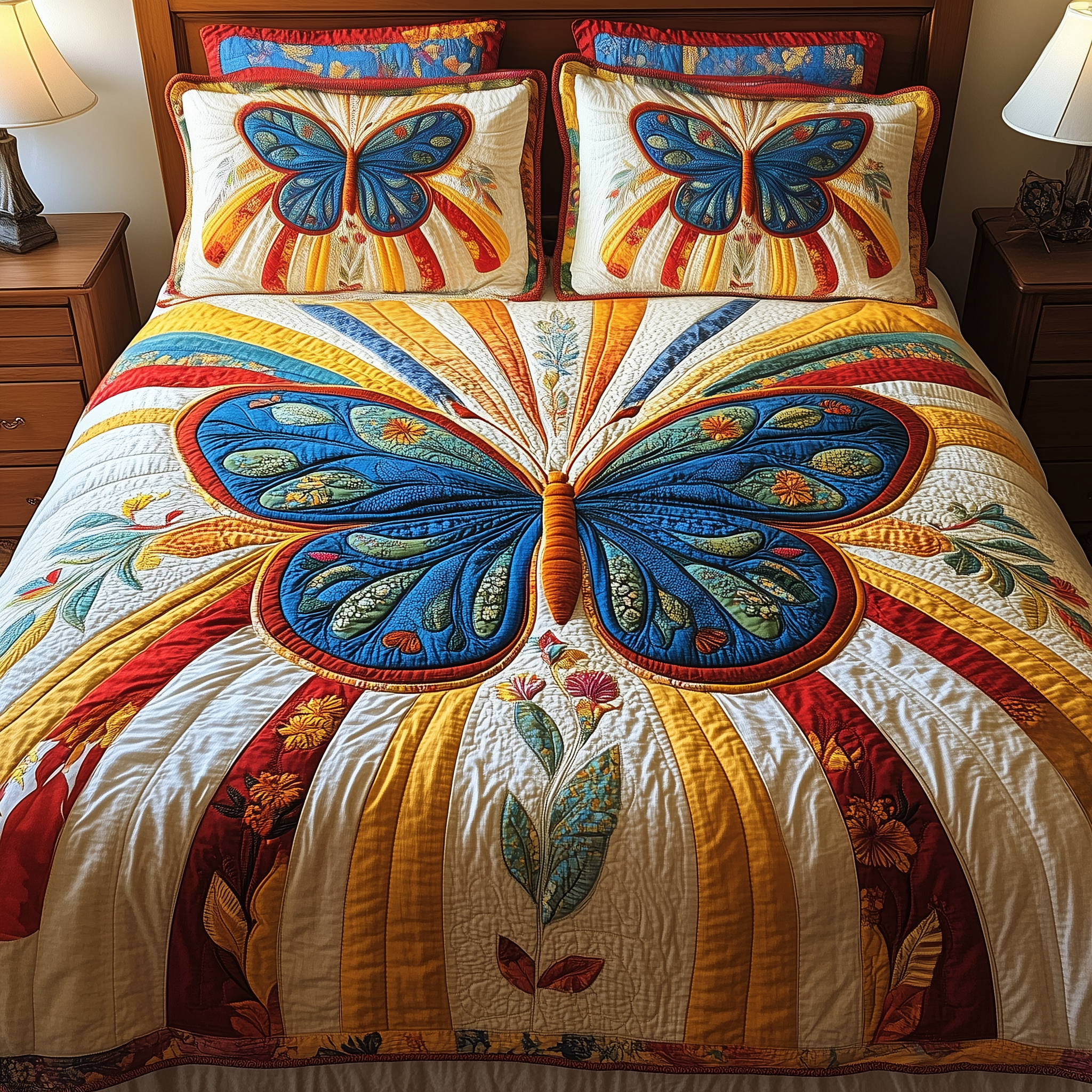 Butterfly Charm Quilted Bedding Set Duvet Cover Bedspread Set Item Butterfly Themed Gifts For Adults