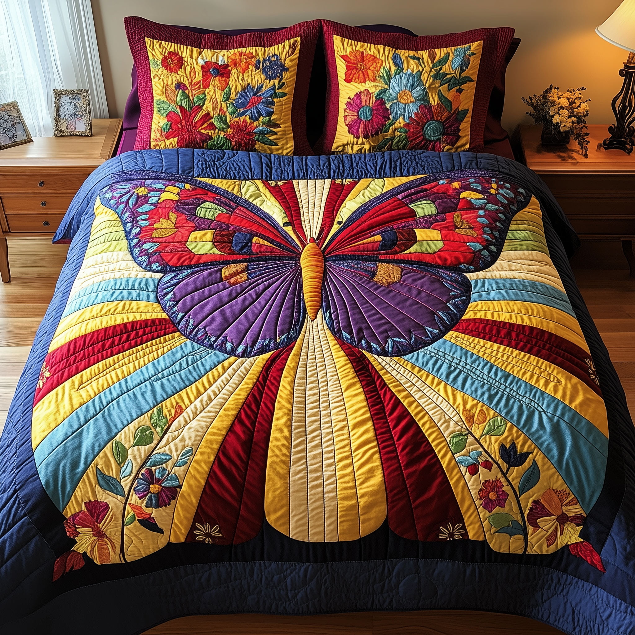 Butterfly Charm Quilted Bedding Set Duvet Cover Bedspread Set Item Gifts For Butterfly Lovers