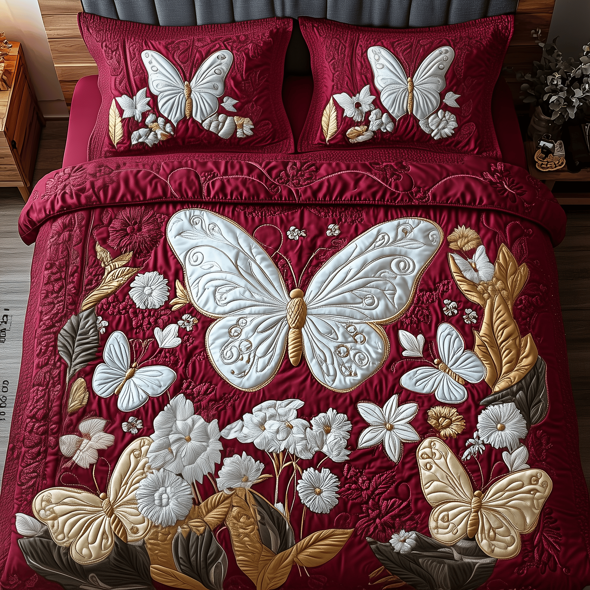 Butterfly Dreamscape Quilted Bedding Set Best Valentines Butterfly Gifts For Adults