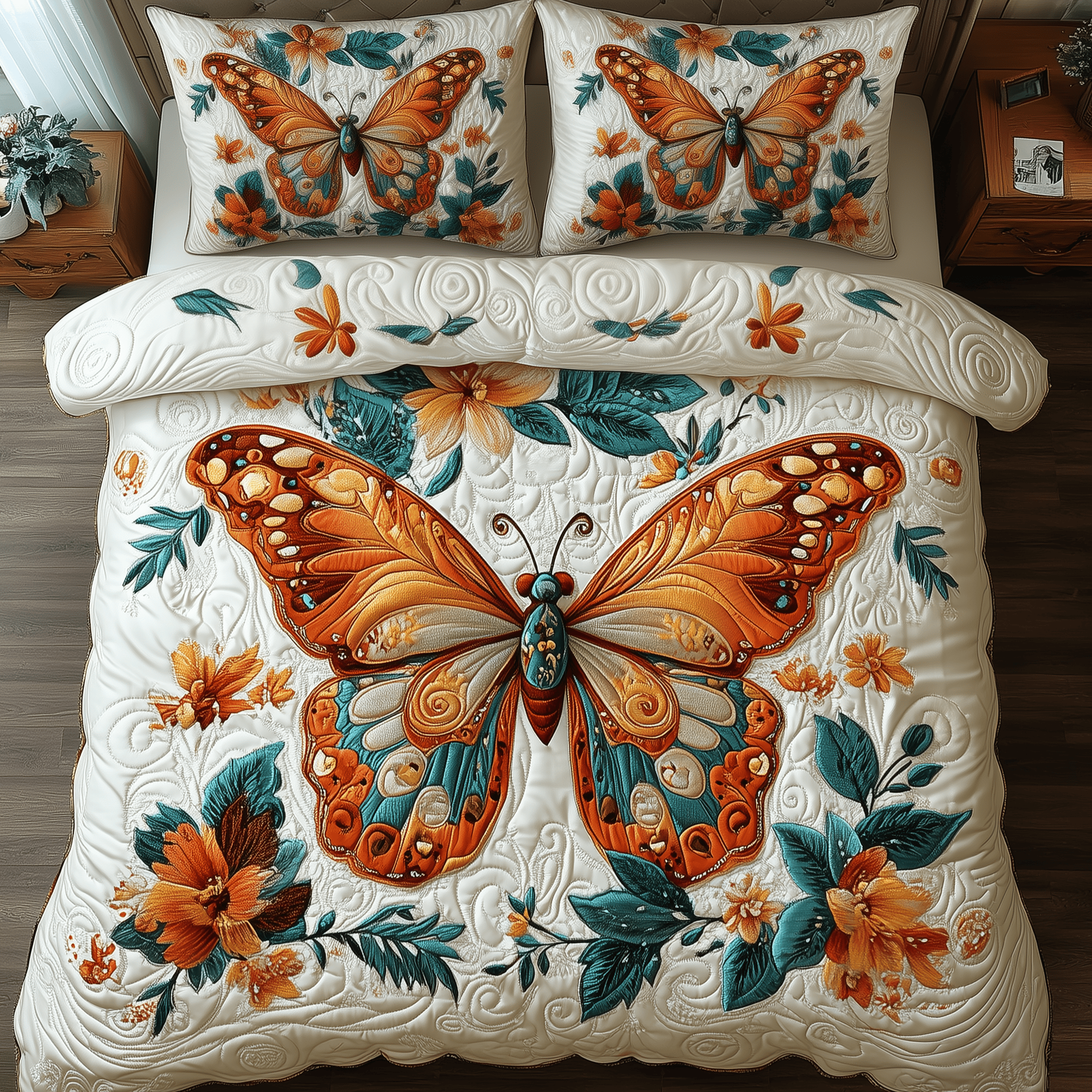 Butterfly Dreamscape Quilted Bedding Set Best Valentines Gifts For Butterfly Lovers