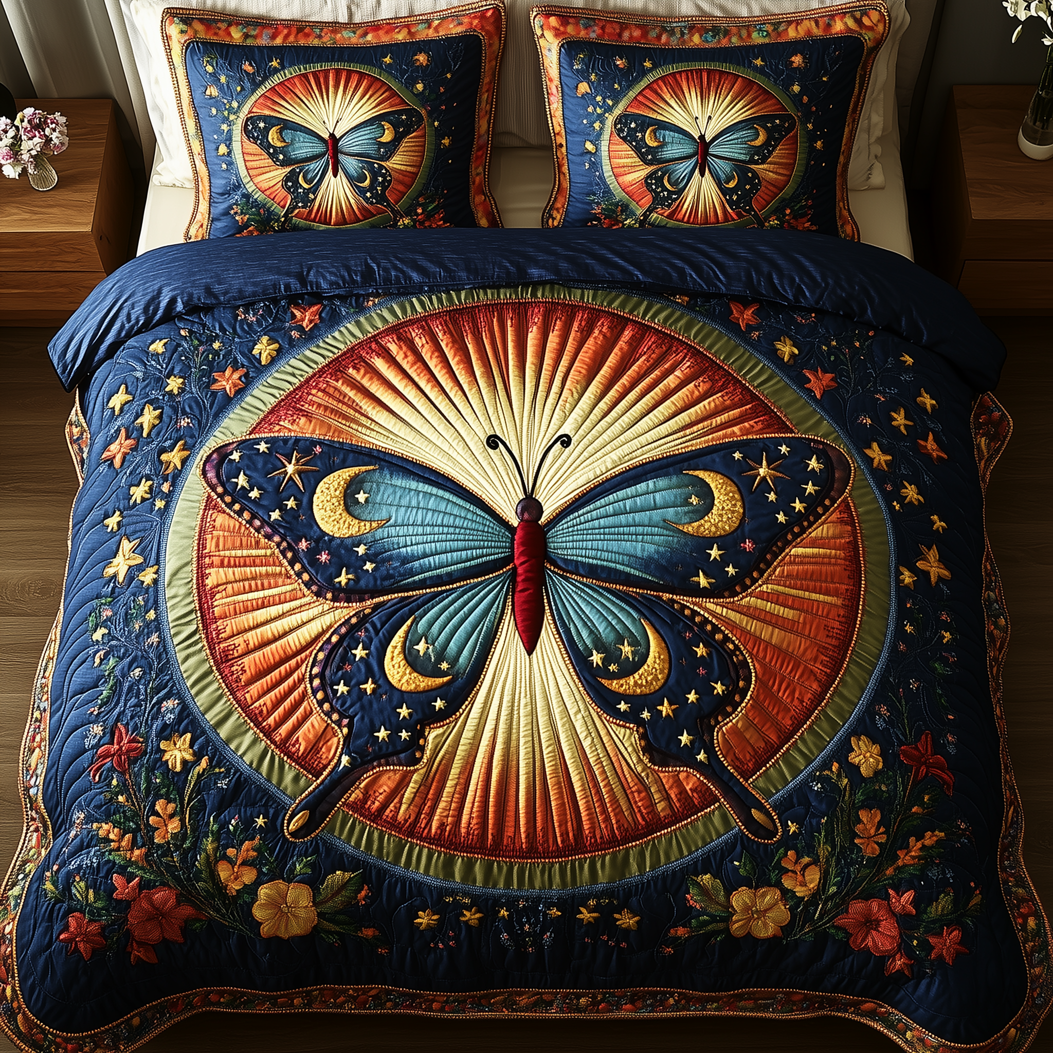 Butterfly Radiance Quilted Bedding Set Duvet Cover Bedspread Set Item Birthday Presents For Mum