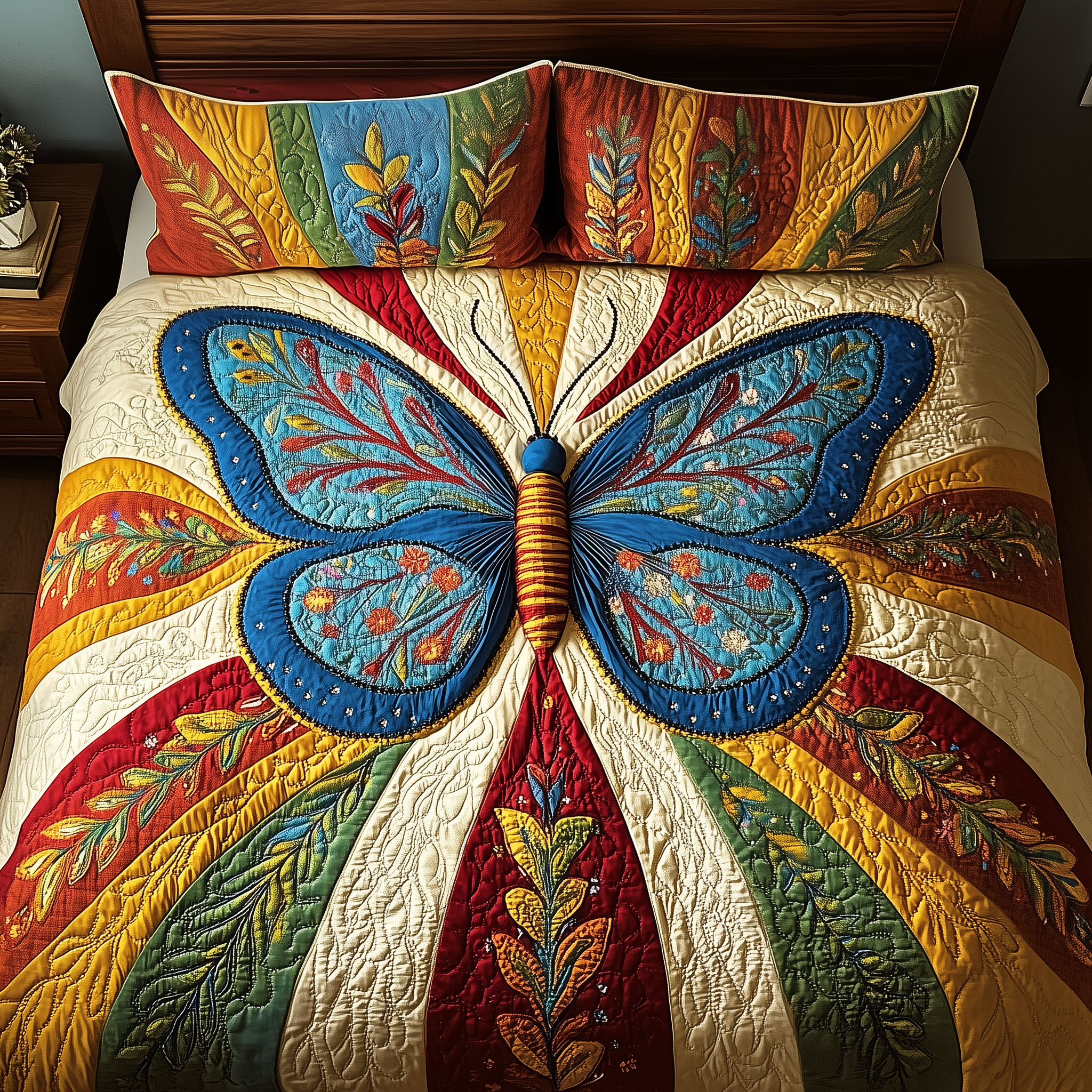 Butterfly Radiance Quilted Bedding Set Duvet Cover Bedspread Set Item Gifts For Expecting Mothers