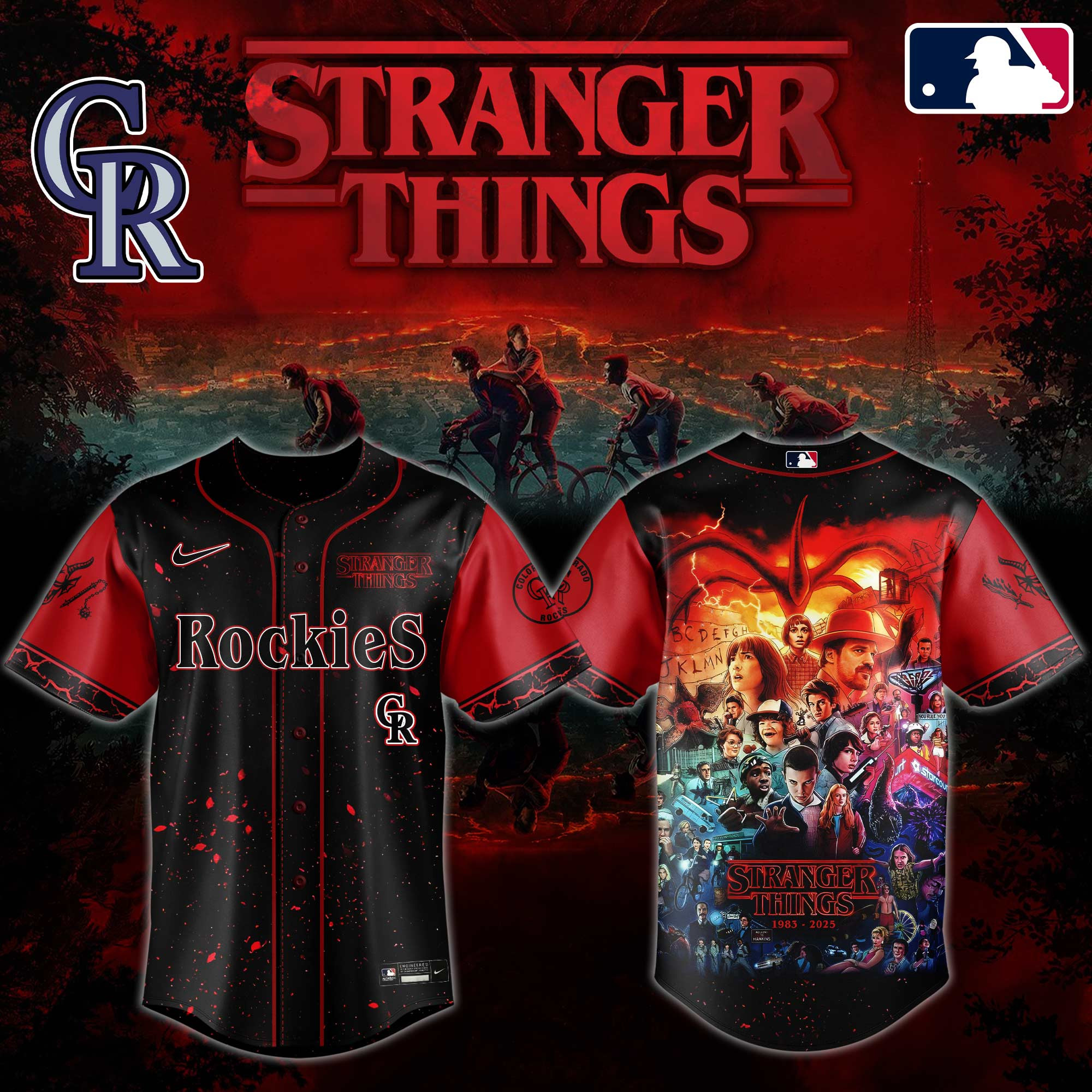 C Rockies X Stranger Things Jersey 2025 Gifts For Baseball Fans
