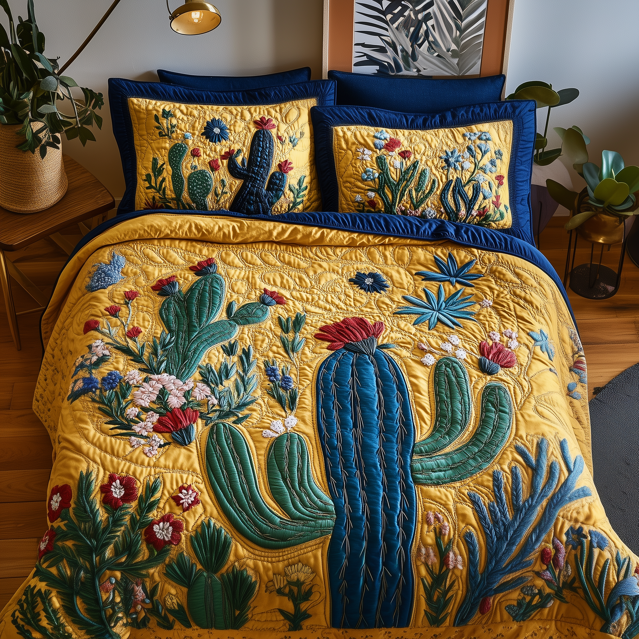 Cactus Haven Quilted Bedding Set Awesome Duvet Cover Bedspread Set Cactus Gifts For Him