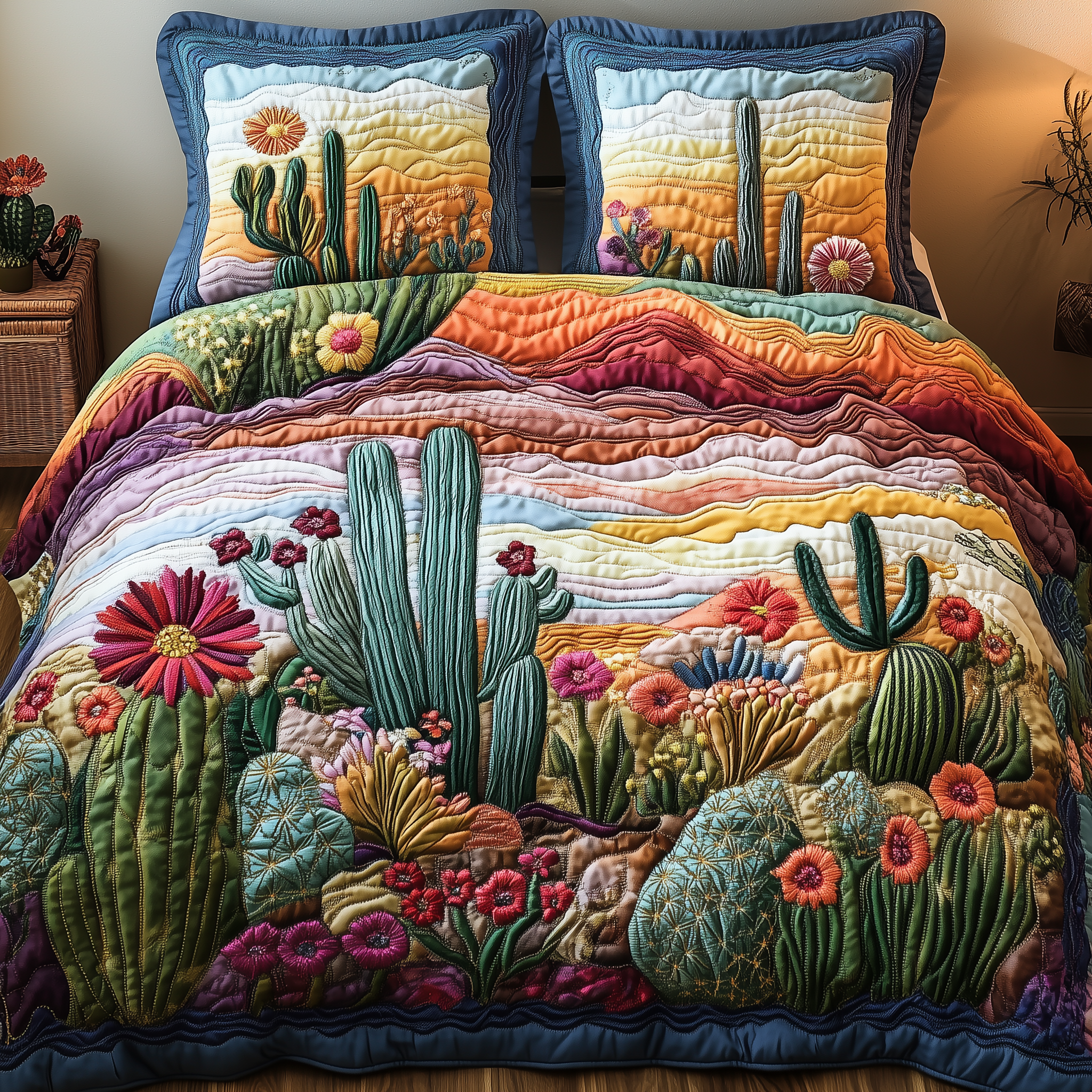 Cactus Haven Quilted Bedding Set Awesome Duvet Cover Bedspread Set Gift Ideas For Mother In Law