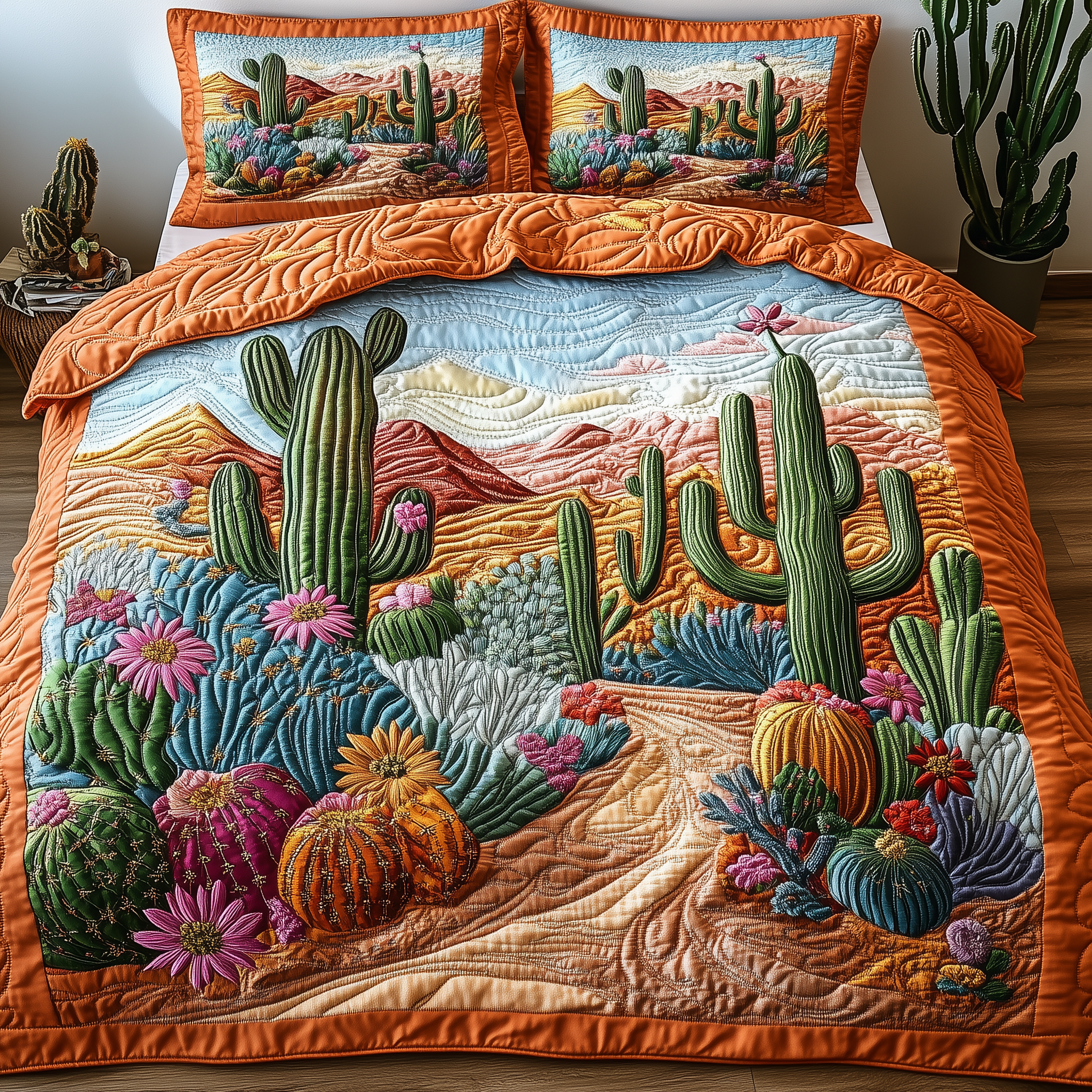 Cactus Haven Quilted Bedding Set Awesome Duvet Cover Bedspread Set Gift Ideas For New Moms