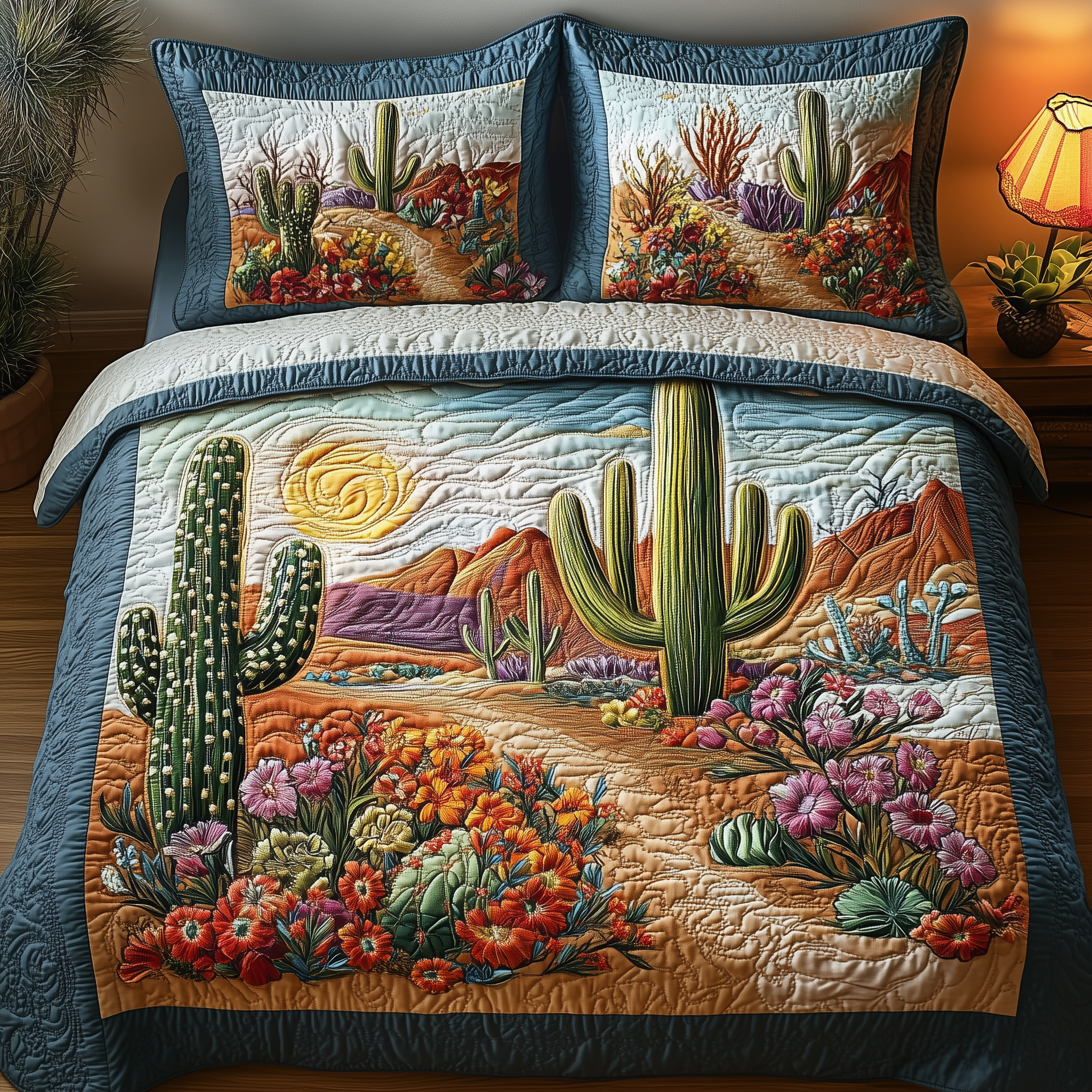 Cactus Haven Quilted Bedding Set Awesome Duvet Cover Bedspread Set Gifts For Mom From Daughter