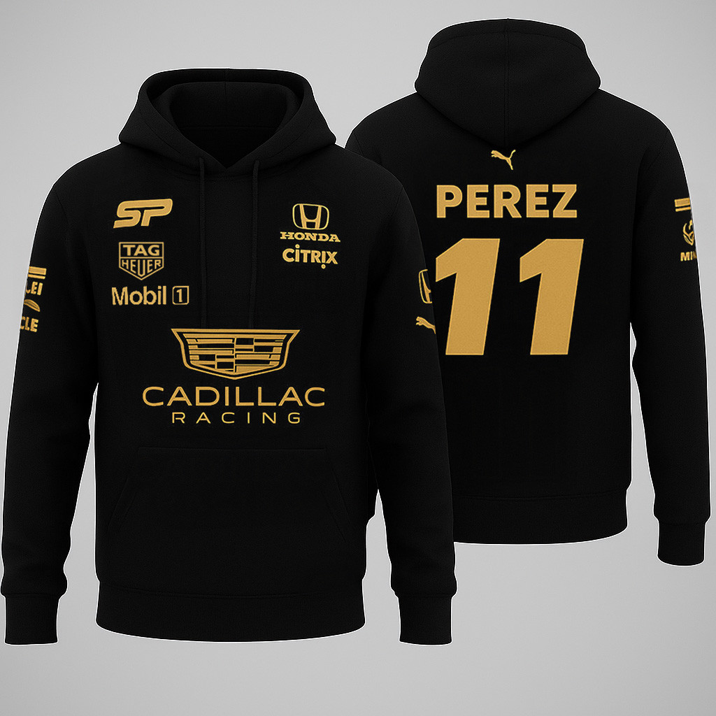 Cadillac Sergio Checo Perez Merch Perez 11 Cadillac Racing Hoodie Gifts For Racing Fans