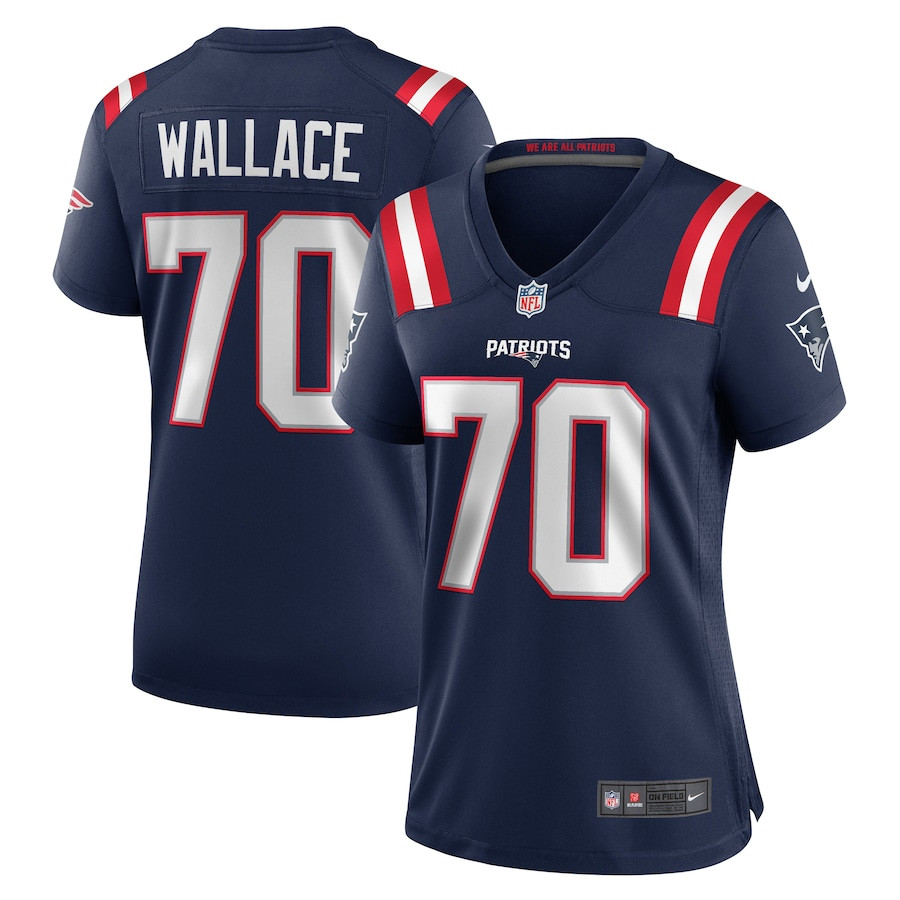 Caedan Wallace 70 New England Patriots Women's Team Game Jersey - Navy - JS274