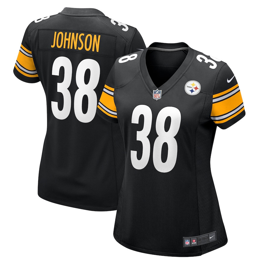 Caleb Johnson 38 Pittsburgh Steelers Game Women Jersey - Black - JSDV832