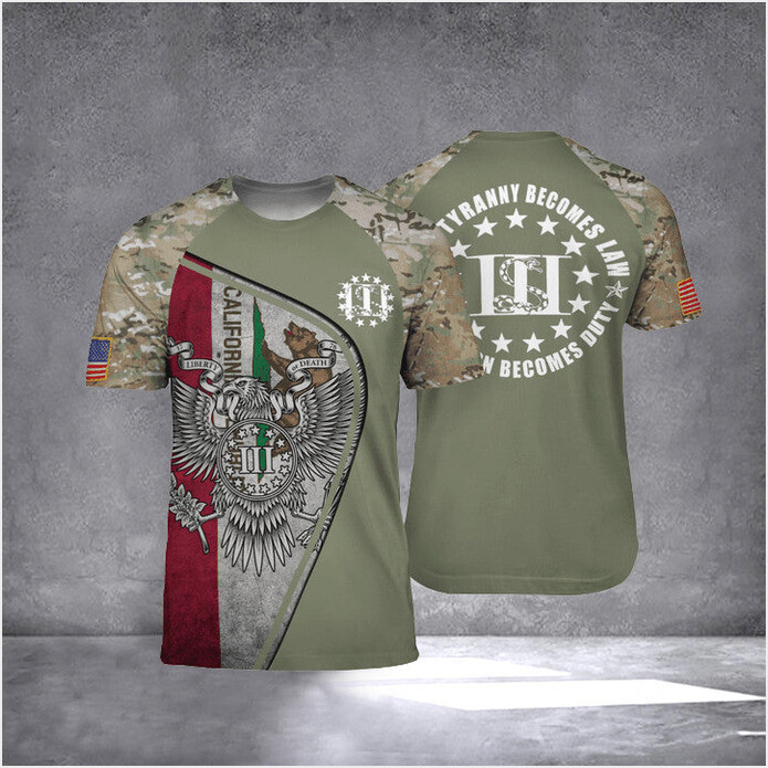 California When Tyranny Becomes Law T-Shirt Camo Best Patriotic Clothing For California Lovers