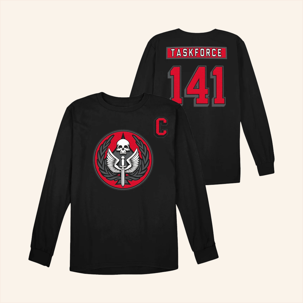 Call Of Duty Hockey Task Force 141 Black Long Sleeve T-Shirt Call Of Duty Merch Gifts For Friends