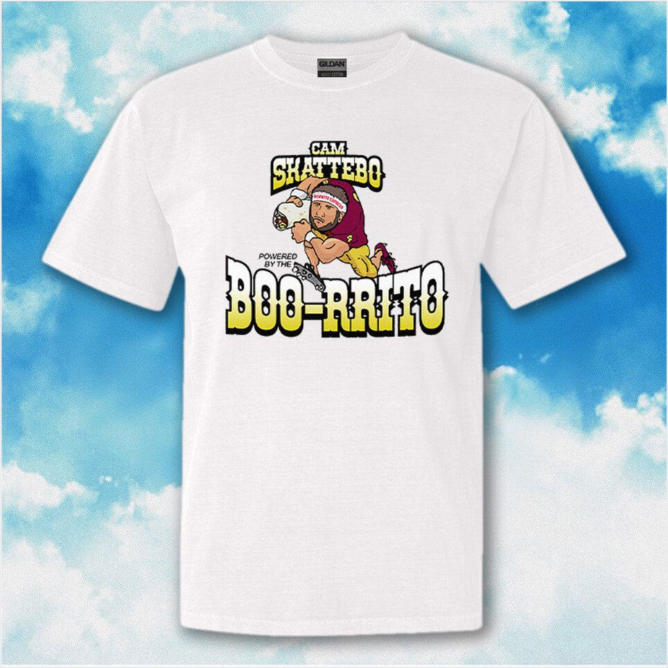 Cam Skattebo Powered By The Boo Rrito T-Shirt Gifts For Football Fans Birthday Gift Ideas