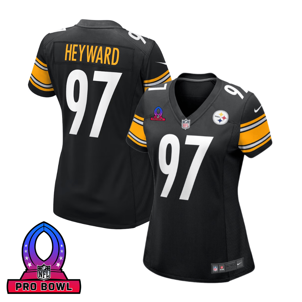 Cameron Heyward 97 Pittsburgh Steelers 2025 Pro Bowl Patch Women Game Jersey - Black - JS367