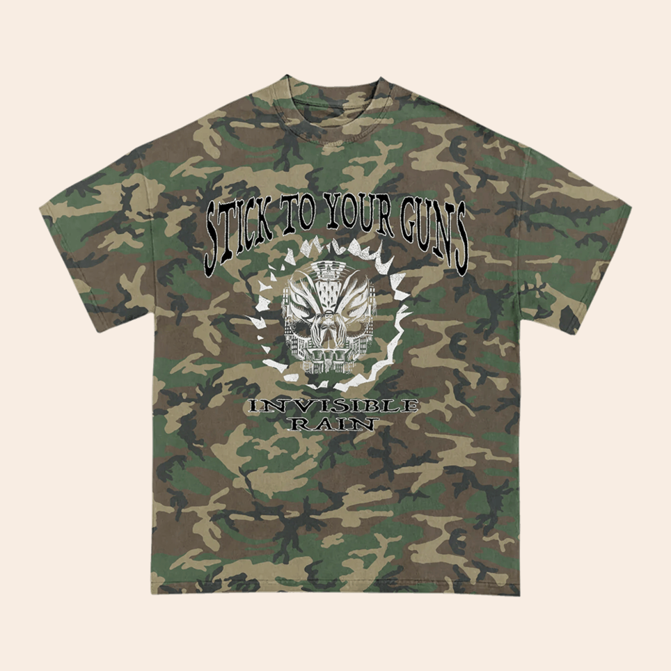 Camo Shirt Invisible Rain STYG Merch Stick To Your Guns Merch Music Fan Tee Gifts For Besties