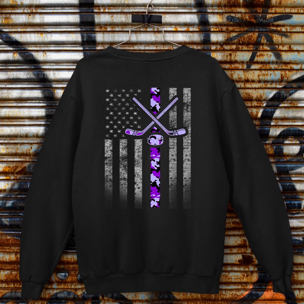 Camouflage Hockey Flag - Military Hockey Purple Camo Sweatshirt