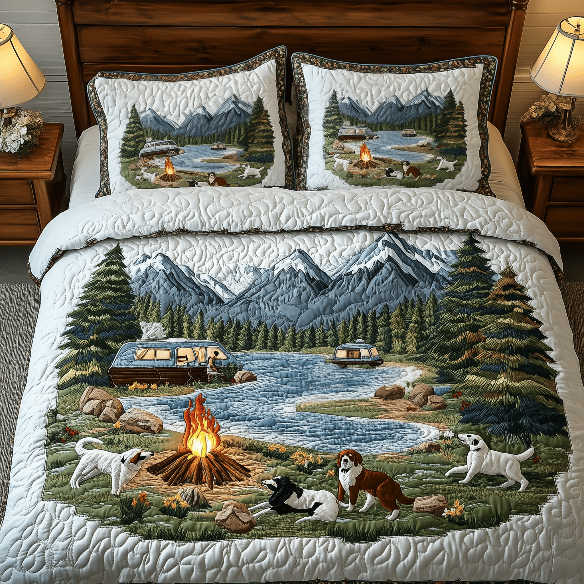 Campfires Adventure Quilted Bedding Set  Stay warm this winter Christmas Gifts For Grandma