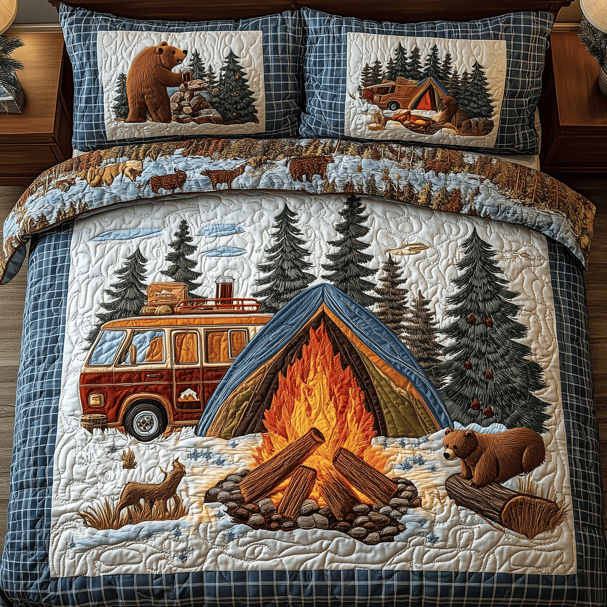 Camping Is My Job Quilted Bedding Set Willow Tree Figurines Mother And Daughter