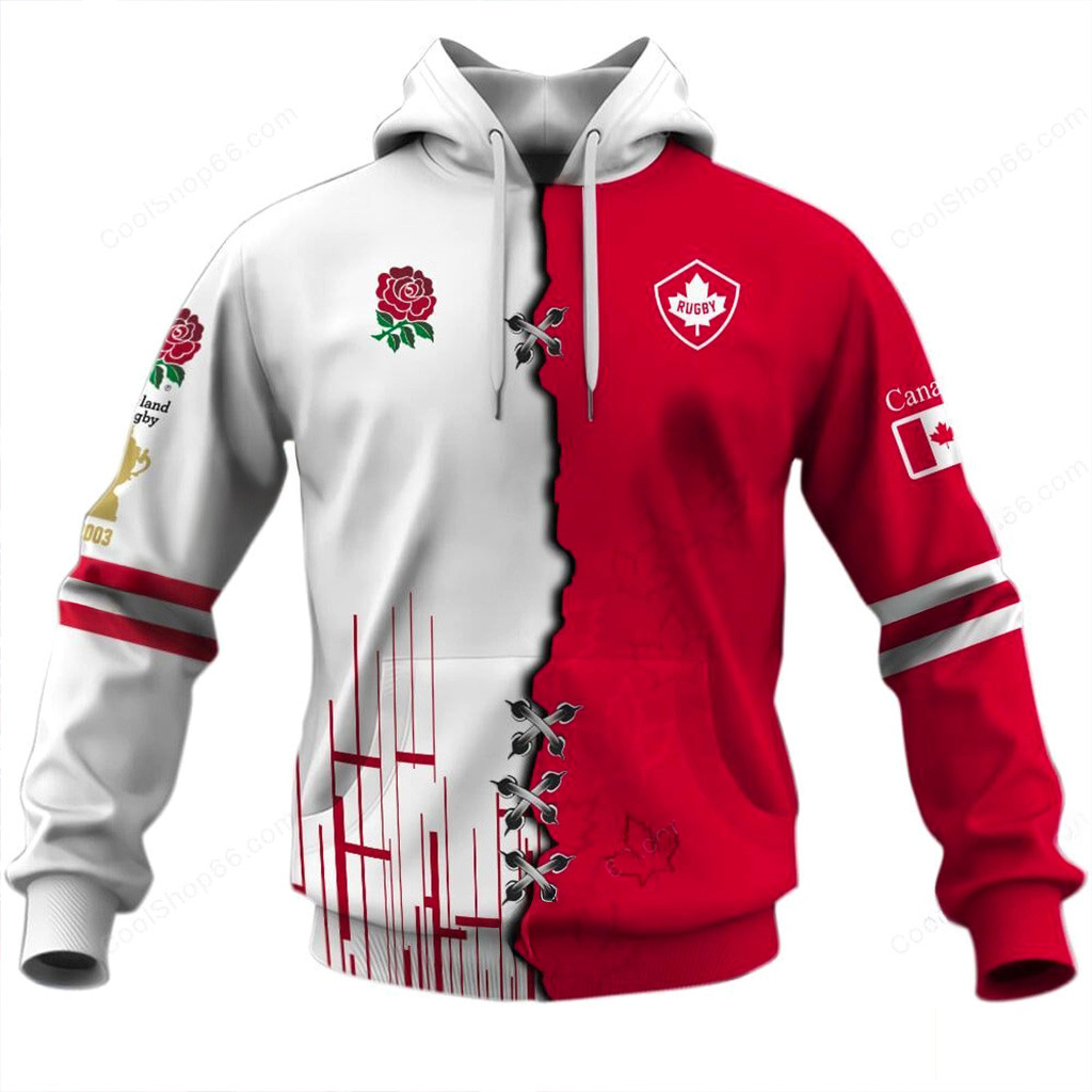 Canada Rugby X England Rugby Red Roses Hoodie Fan Merch Gifts For Dad