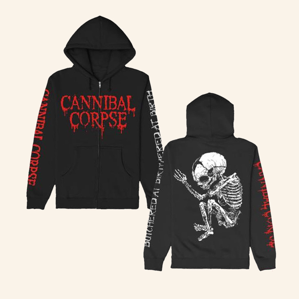 Cannibal Corpse Merch Butchered At Birth Fetus Zip Hoodie Gifts For Dad
