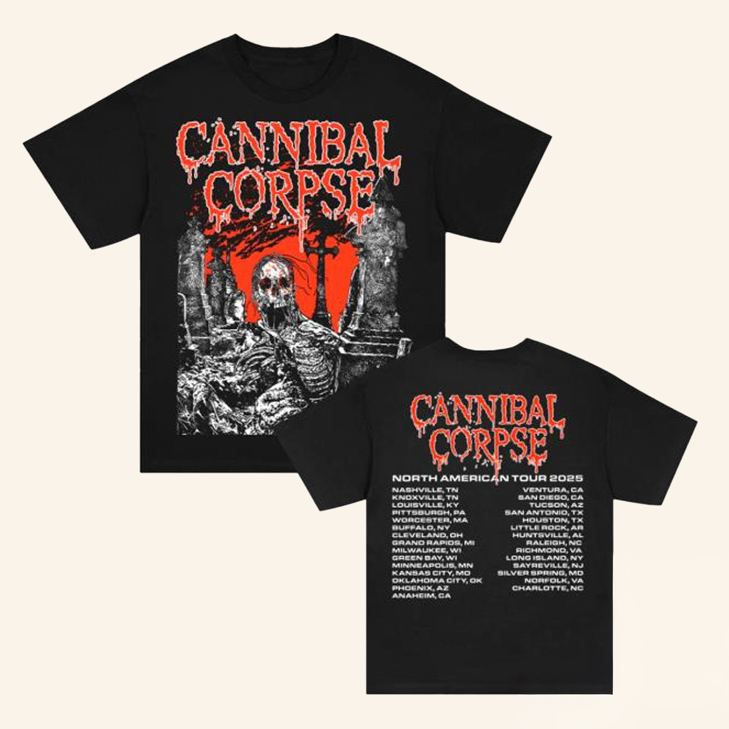 Cannibal Corpse Merch Graveside 2025 Tour Black T-Shirt Gifts For Band Fans