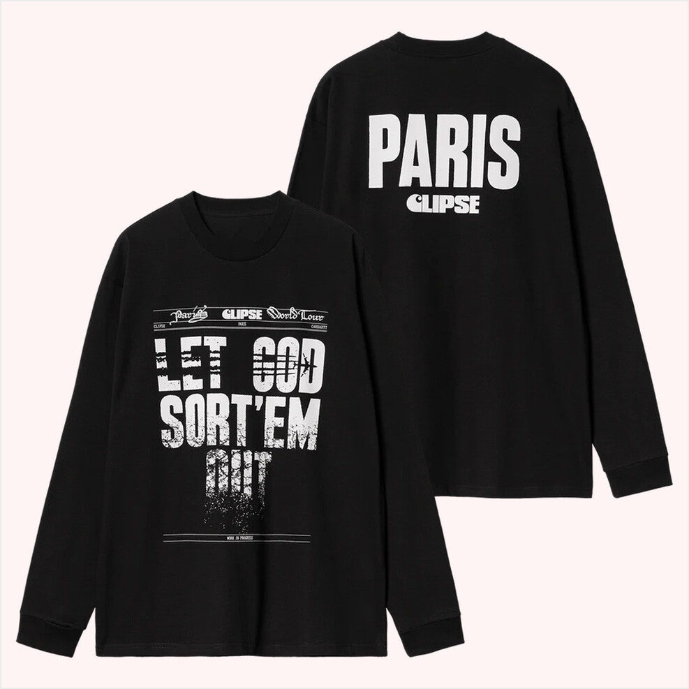 Carhartt Wip X Clipse Paris Long Sleeve Black T-Shirt Clipse Tour Merch Him Birthday Gifts