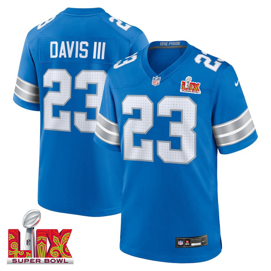 Carlton Davis #23 Detroit Lions Super Bowl LIX Jersey - Men's - Blue - JS154