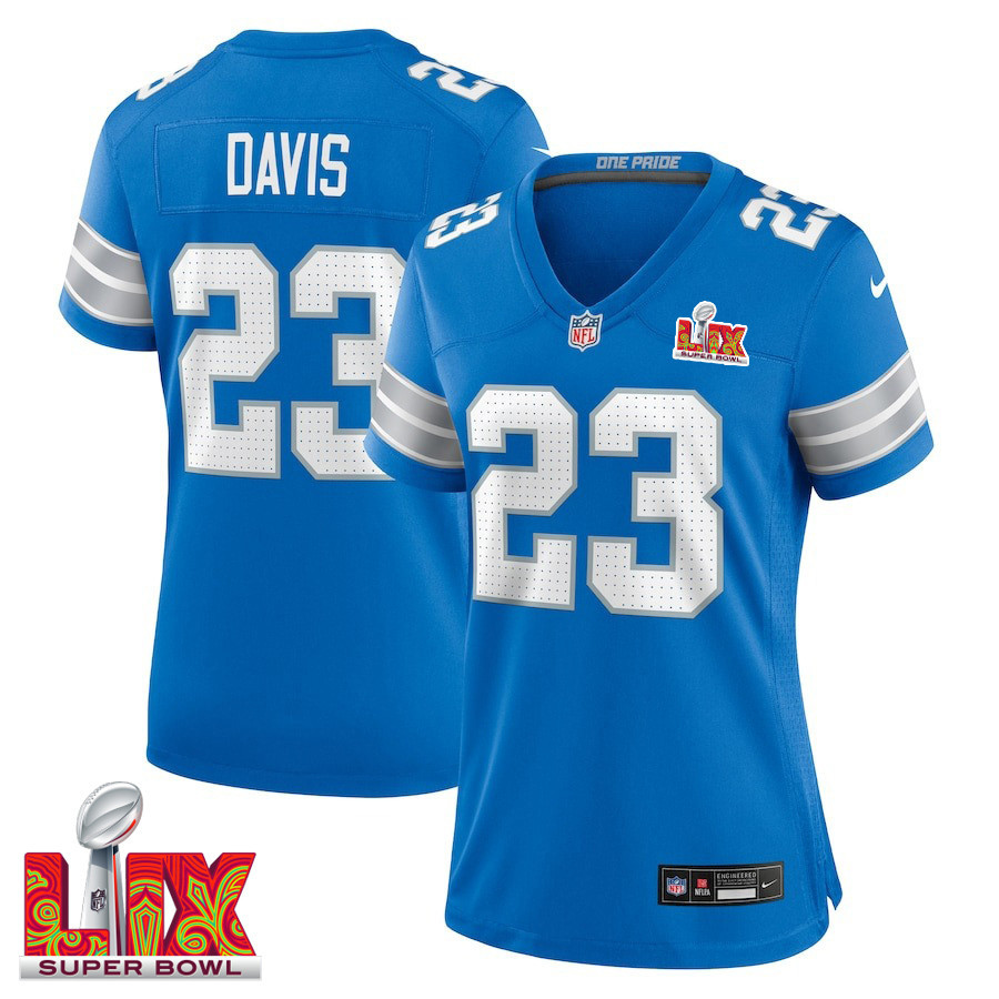 Carlton Davis #23 Detroit Lions Super Bowl LIX Women's Jersey - Blue - JS577