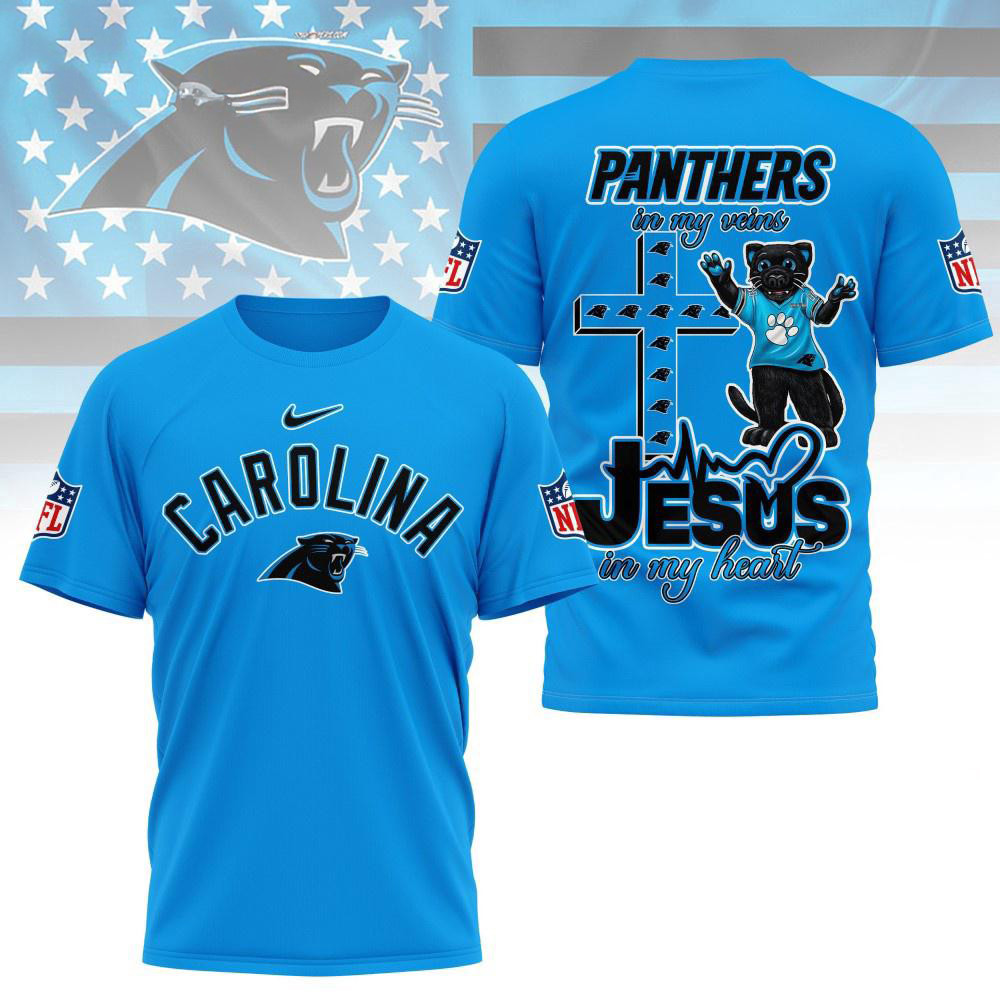 Carolina Panthers In My Veins In My Heart All Over Print Shirt Best Gifts For Football Fans