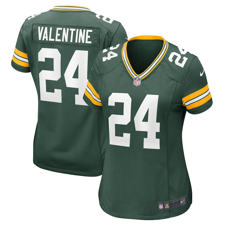 Carrington Valentine 24 Green Bay Packers Women's Game Jersey - Green - JSDV114