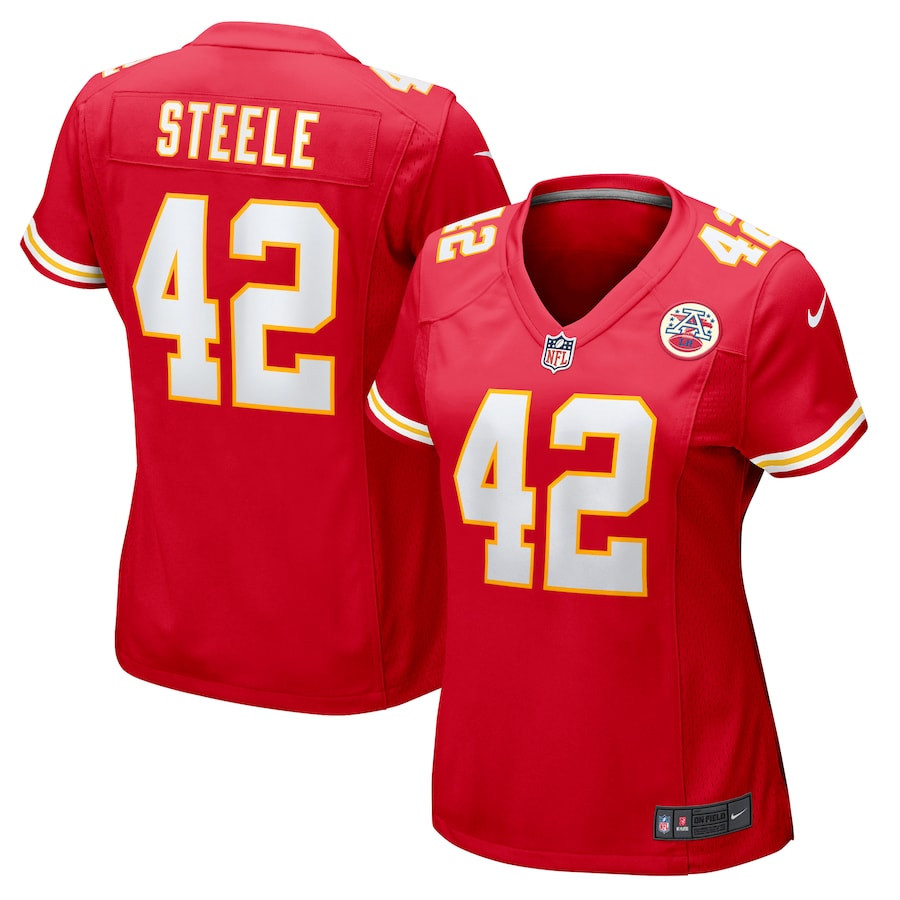 Carson Steele 42 Kansas City Chiefs Women's Game Jersey - Red - JSDV793