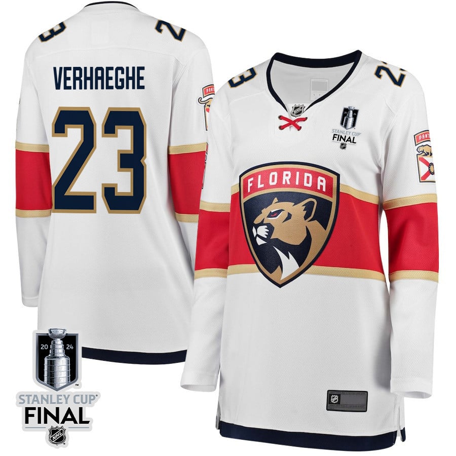 Carter Verhaeghe 23 Florida Panthers 2024 STANLEY CUP Final Women's Away Breakaway Jersey - White - JS450