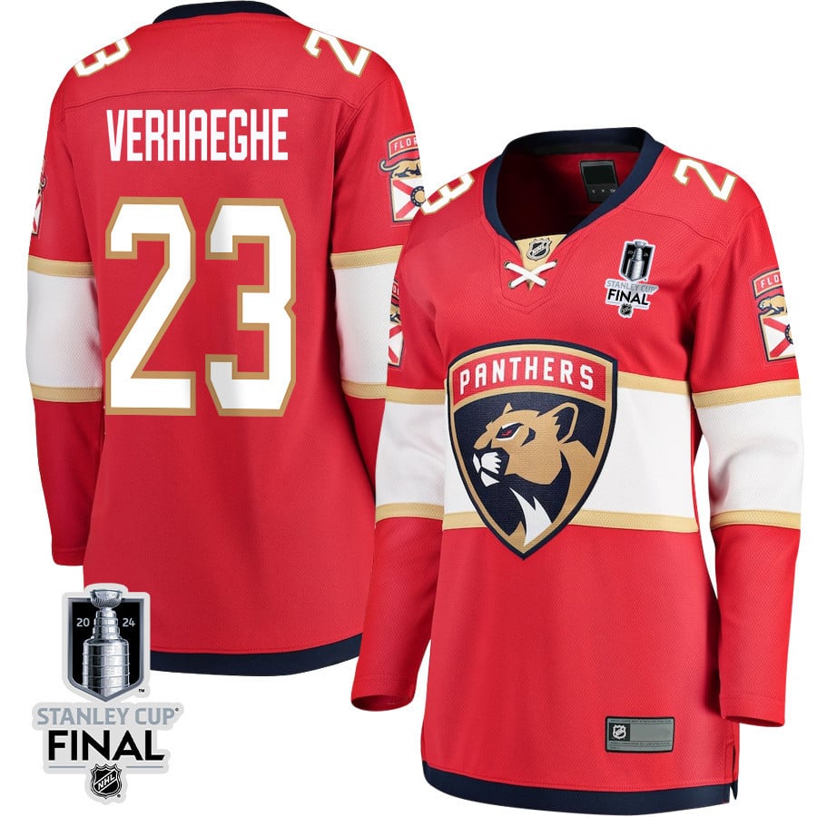 Carter Verhaeghe 23 Florida Panthers 2024 STANLEY CUP Final Women's Home Breakaway Jersey - Red - JS306