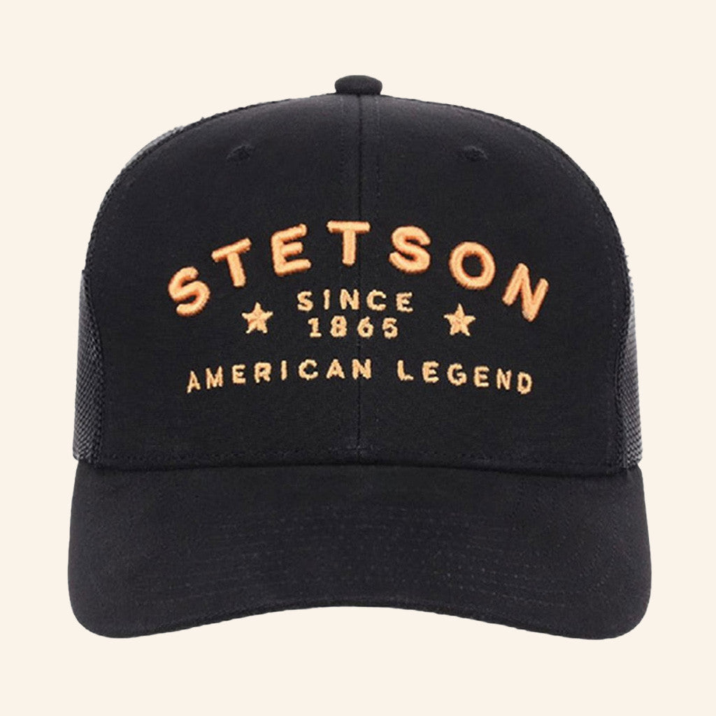 Casa Raul WW Merch Stetson American Legend Black Trucker Hat Embroidered Gifts For Him
