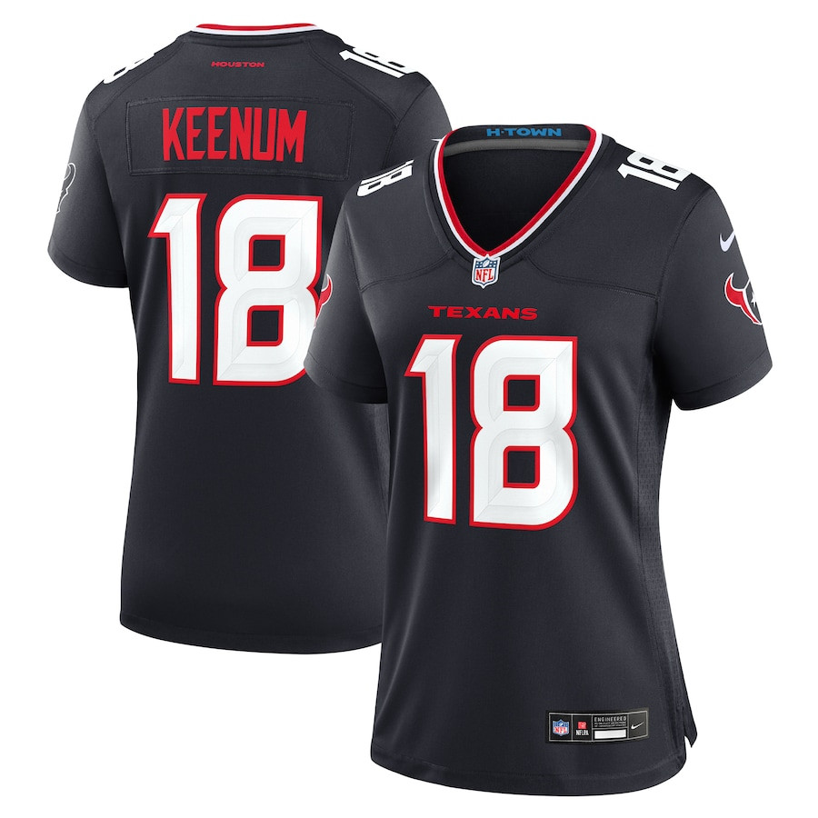 Case Keenum 18 Houston Texans Women's Team Game Jersey - Navy - JS648