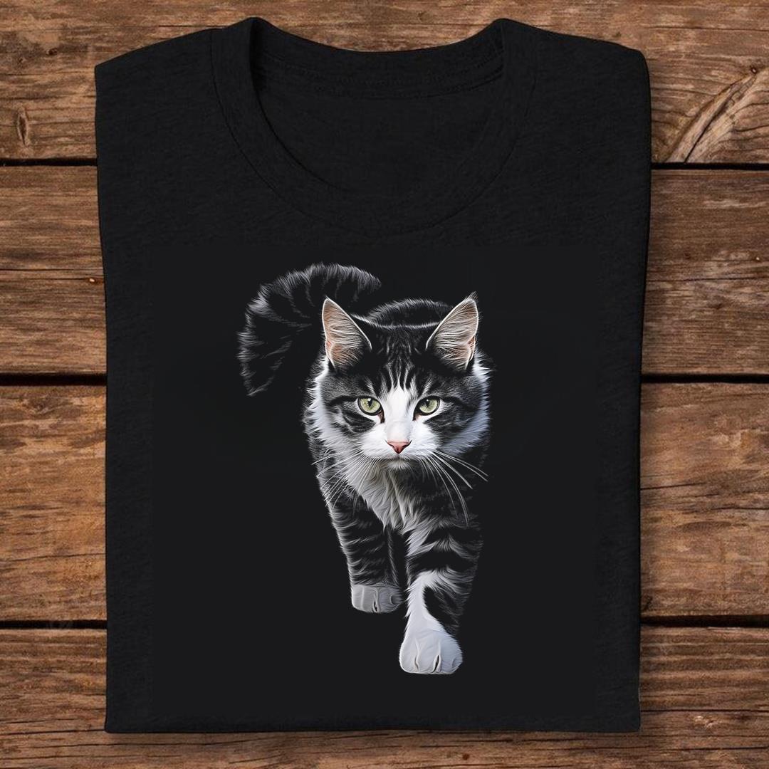 Cat Drawing Animal Art Motif Cat T-shirt