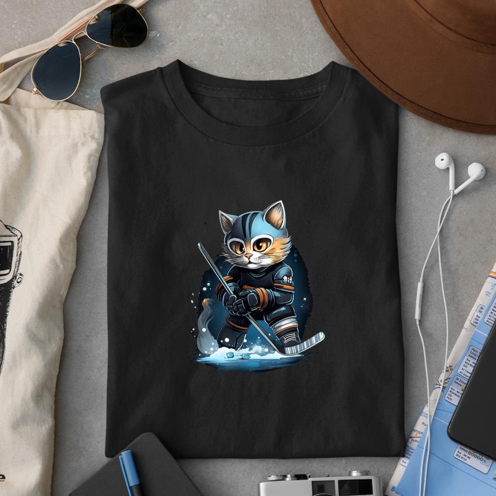 Cat Kitten Ice Hockey Stick Hockey Stick T-Shirt