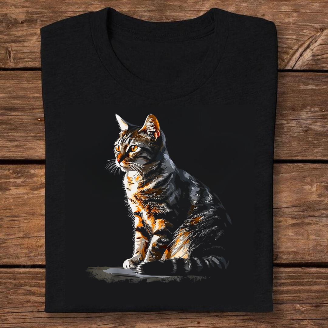 Cat Portrait Artwork  Animal Motif Cat T-shirt