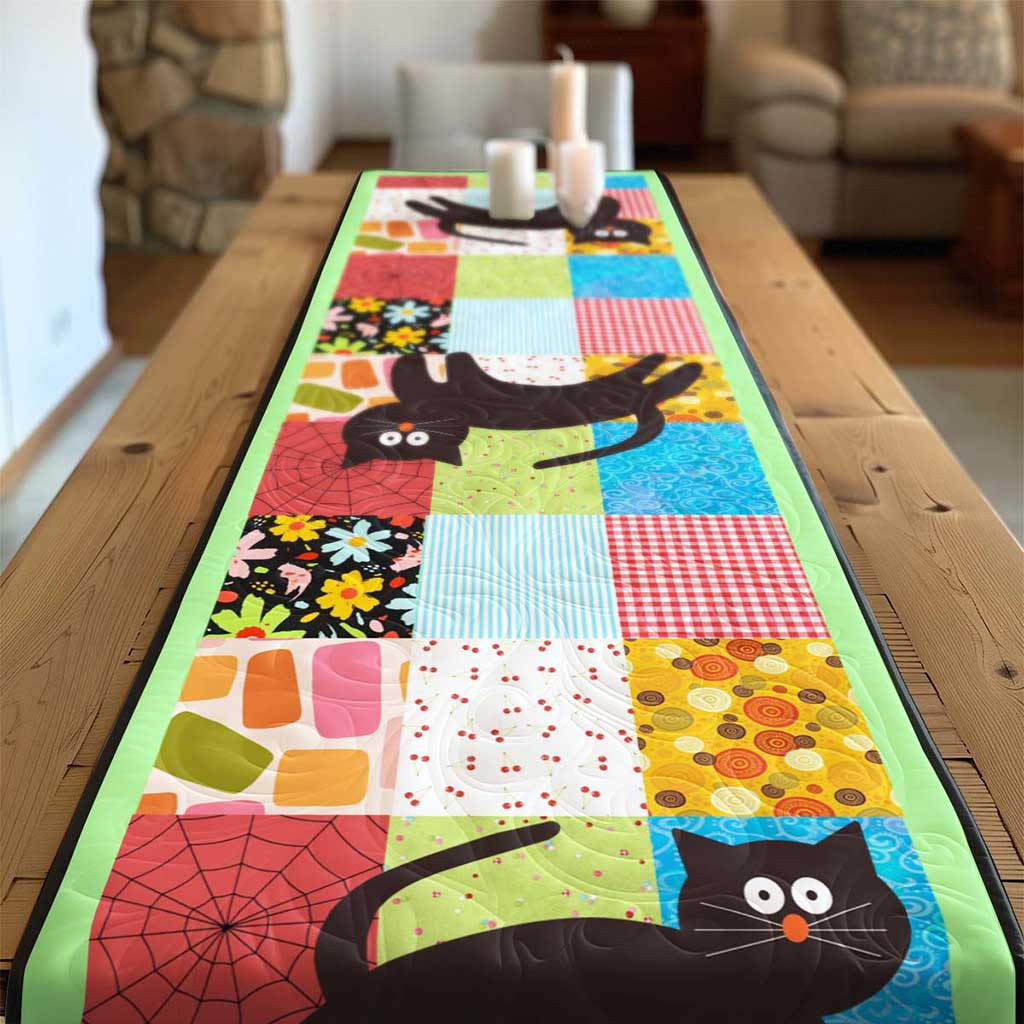 Cat Quilted Table Runner Home Decorations Themed Gifts For Cat People Man Women