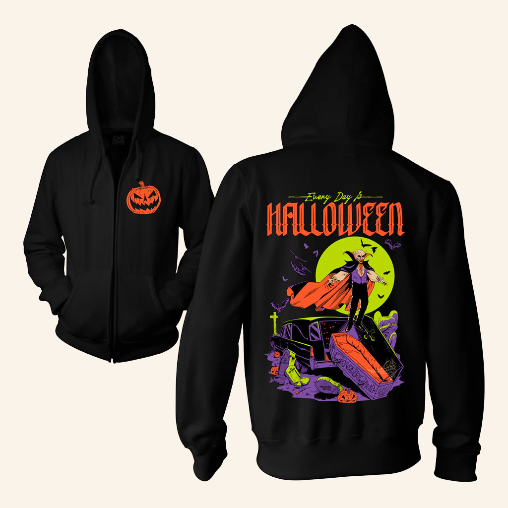 Cavitycolors Merch Every Day Is Halloween 2025 Zip Up Hoodie Gifts For Father