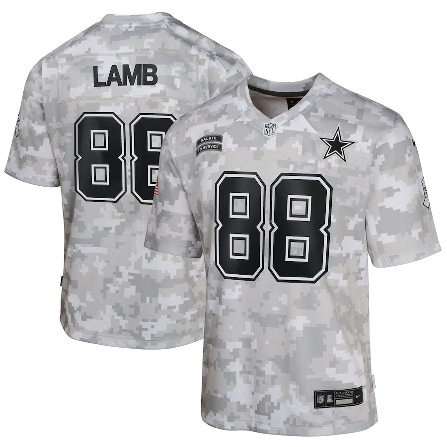 CeeDee Lamb 88 Dallas Cowboys 2024 Salute to Service Game YOUTH Jersey - Arctic Camo - JSDV176