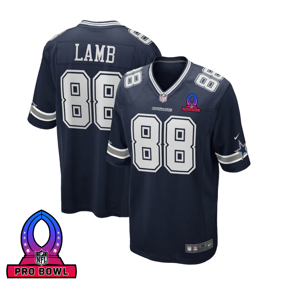 CeeDee Lamb 88 Dallas Cowboys 2025 Pro Bowl Patch Game Men Jersey - Navy - JS738
