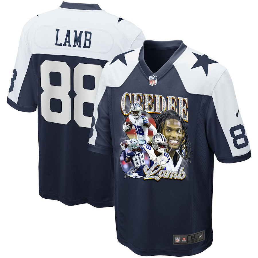 CeeDee Lamb 88 Dallas Cowboys Cee Works Hard Alternate Game Men Jersey - Navy - JSDV844